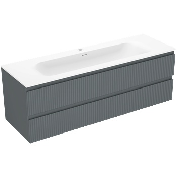 Mexen Rivel шкаф за баня 140 см с мивка Vela, 2 чекмеджета, рифлен, графит мат/бял (91A20-14047-2-BFF66-W23M01)