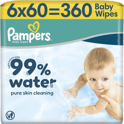 Pampers Aqua 99% Water vlhčené ubrousky 6 x 60 ks