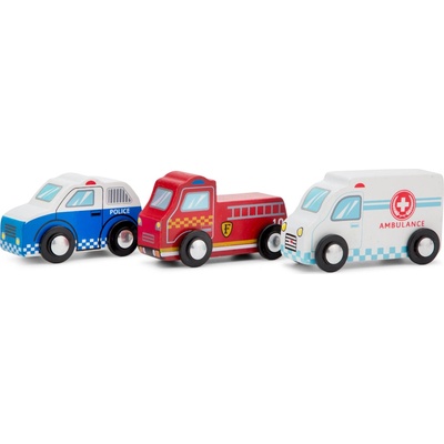 New Classic Toys Sada dřevěných mini záchranářských vozidel 3 ks