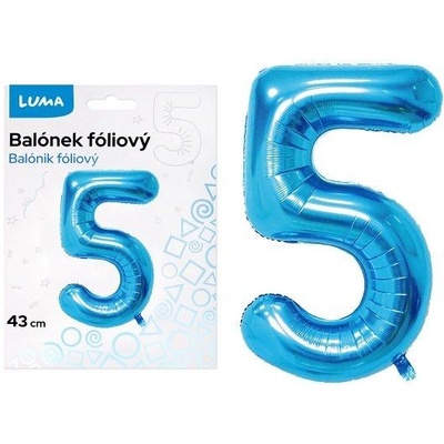 LUMA Balónek foliový č.5 MODRÝ 43 cm
