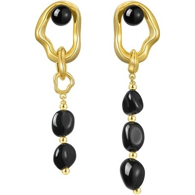 JAY Moderní náušnice Niamh černý onyx stříbrné zapínání JAY-9221 Černá