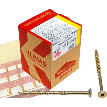 Klimas Wkret-Met TX 4,5x70mm - 1 Kartón (12x250 ks) - Skrutky / Vruty do dreva so zapustenou hlavou, WKCS