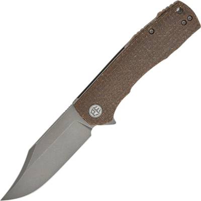 Petrified Fish PFP03 Victor Gray Stonewash K110 Brown Micarta PFP03BRMGAW