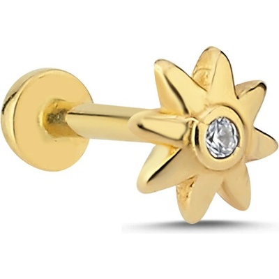Lillian Vassago Zlatý piercing labreta slunce se zirkonem LLV92-GPI077LB