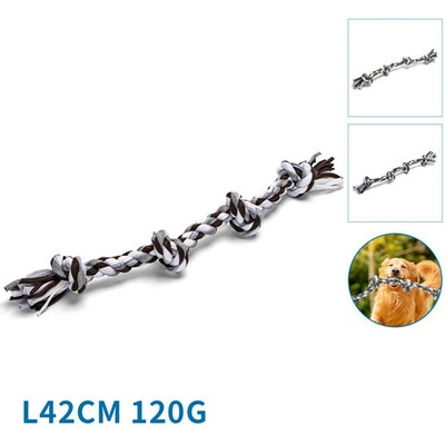 Nobleza bavlnené lano s uzlami 42 cm sivá