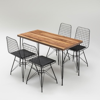 ASG Metro - трапезен комплект дъб/черно (8683743290154)