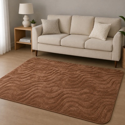 Takoy Koberec 140x180 vzor vlny hnedý-HT-00419 | 140 x 180 cm