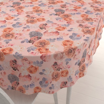 Biante Teflónový oválny obrus TF-062 Ruže na lososovo ružovom 50x100cm