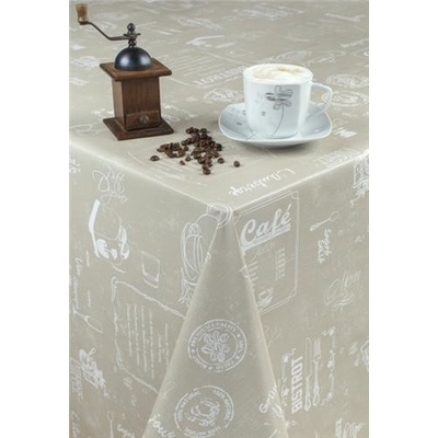 Ubrus PVC 3673413 Café Bistro hnědé, metráž, 20 m x 140 cm, IMPOL TRADE