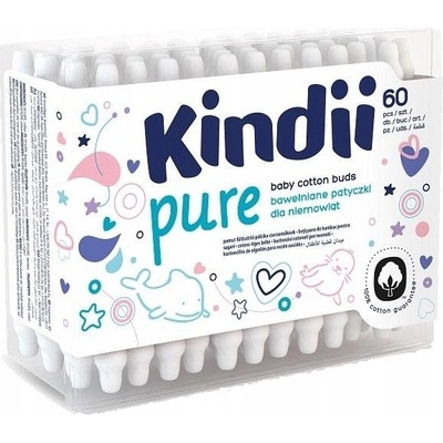 Cleanic Kindii pure Vatové tyčinky 100% bavlna 60ks