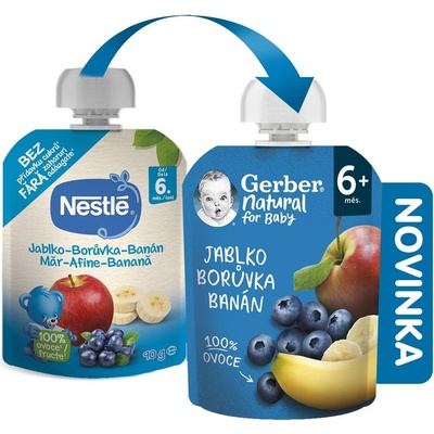Gerber Natural kapsička jablko borůvka banán 90 g – Zboží Mobilmania