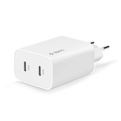 Ttec Адаптер ttec SmartCharger Duo GAN PD 50W Fast Travel Charger USB-C + USB-C - Бял