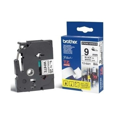 Brother, TZE-S221, 9mm, čierna tlač/biely podklad, extrémne adhezívna, O TZES221