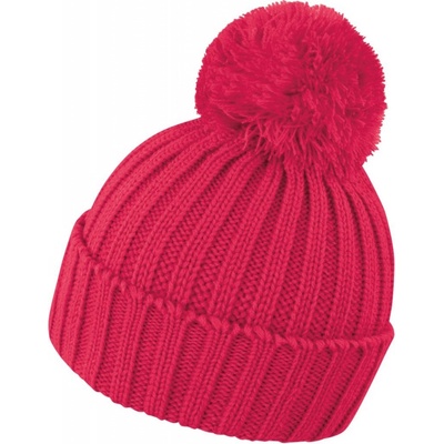Blingstar čepice Beanie žebrovaná s bambulí hot pink