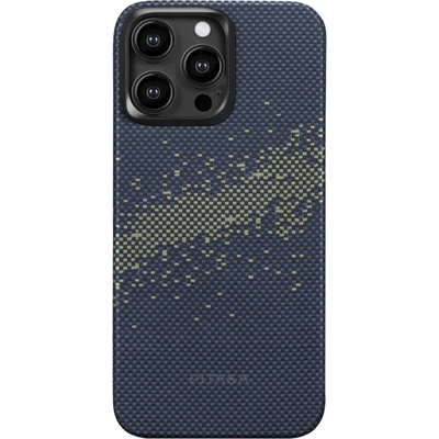PITAKA MagEZ 4 1500D Star Peak Aramid Fiber MagSafe Case - кевларен кейс с MagSafe за iPhone 15 Pro Max (син-жълт)