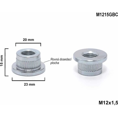 Vložka se závitem M12x1,5 mm rovná plocha do rozšiřovacích podložek Ø 20 mm, výška 15 mm M1215GBC – Zbozi.Blesk.cz