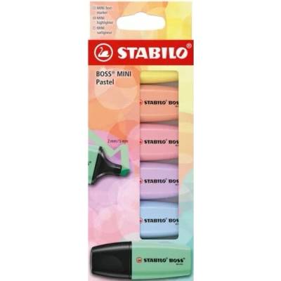 Zvýrazňovač BOSS MINI Pastel, puzdro, 6 kusov Stabilo