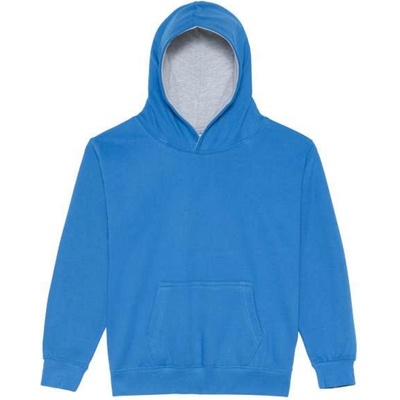Just Hoods dětská mikina s kontrastní kapucí Colorful safírová modrá šedá žíhaná