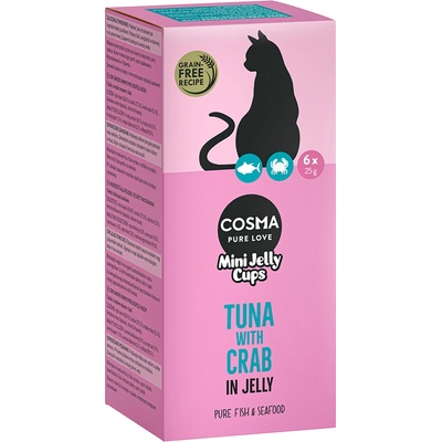 Cosma 6х25г Mini Jelly Cups Cosma, лакомство за котки - риба тон с раци