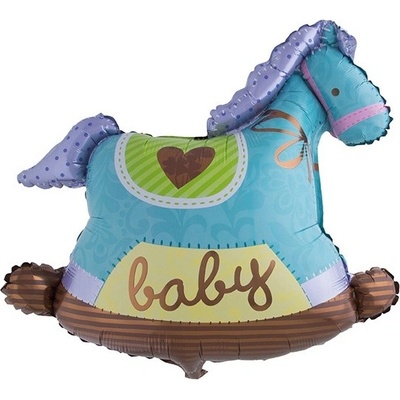 Foliový balónek houpací koník modrý