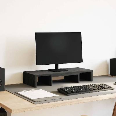 vidaXL Стойка за монитор, регулируема, черен дъб, 60x24x10, 5 см, инженерно дърво (868082)
