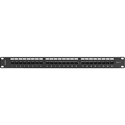 Lanberg patch panel 24 port 1U 19" CAT. 6 utp with cable organizer black (PPU6-1124-B)