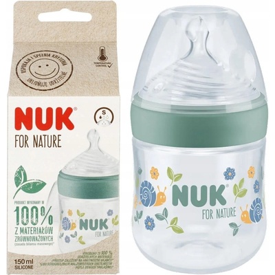 Nuk fľaša dojčenská For Nature s kontrolou teploty zelená 150 ml