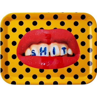 Seletti Servírovací tác Toiletpaper Shit 32x43,5 cm žlutý