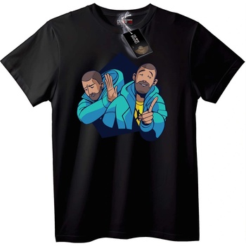 NOONEBRAND Тениска Синьо Худи Дуо - L, Black