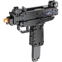 DOUBLE E CADA CaDA stavebnice samonabíjecí pistole Micro UZI 359 dílků střílí plastové tyčinky.