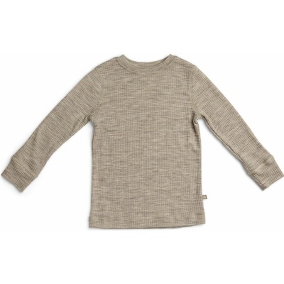 Merino tričko s dlhým rukávom detské béžové light nature melange Smallstuff
