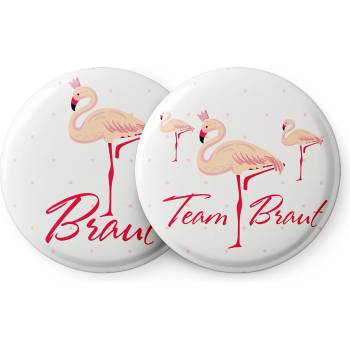 Image 1 of Spielehelden Odznaky Flamingo I pro rozlučku se svobodou 12 odznaků 5, 6 cm extra velký dárek pro rozlučku se svobodou (AMZBUTA054) (AMZBUTA054)