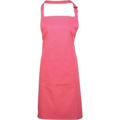 Premier PR154 Zástěra s laclem a kapsou na břiše Colours červená fuchsia