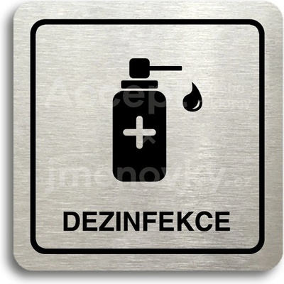 ACCEPT Piktogram dezinfekce V - stříbrná tabulka - černý tisk