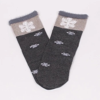 Image 1 of Дамски чорапи в тъмносив цвят със снежинки и златисто ламе