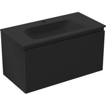 Mexen Orio шкаф за баня 90 см с мивка Vela, 1 чекмедже, черен мат - 91A10-09047-1-BF71-W23M71 (91A10-09047-1-BF71-W23M71)