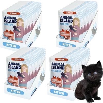 ANIMAL ISLAND Everyday Kitten Turkey with rabbit in broth 48x85 g