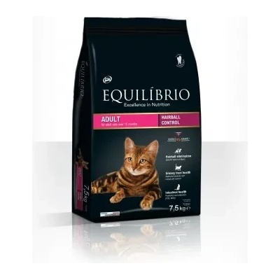 Equilibrio Adult Cat Hairball - Пълноценна храна за израснали котки спомагаща естествено отделяне на космените топки-7.5 кг