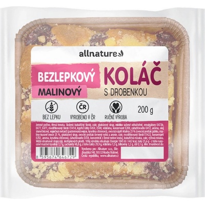 Allnature Bezlepkový malinový koláč s drobenkou čerstvý 200 g – Zbozi.Blesk.cz