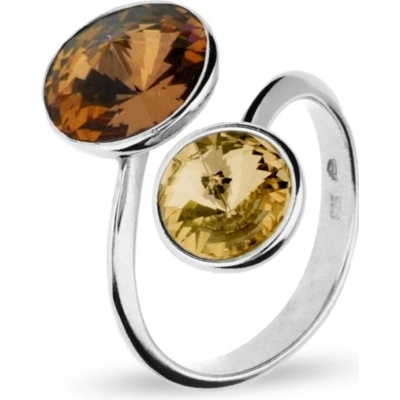 Spark prsten se Swarovski Elements Piruli 8820 Smoked Topaz