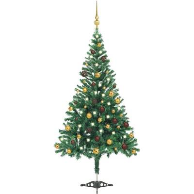 vidaXL Umělý vánoční stromek s LED a sadou koulí 210 cm 910 větviček
