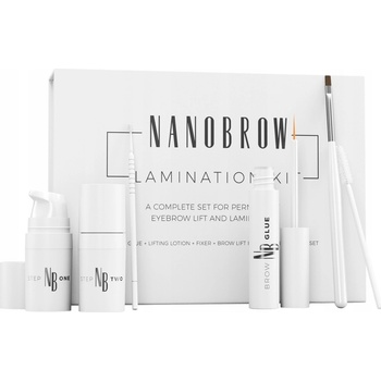 Nanobrow Lamination Kit Brow glue 7 ml + Step One - Lifting Lotion 5 ml + Step Two - Fixer 5 ml + Accessories 4 ks + kozmetický štetec na obočie 1 ks