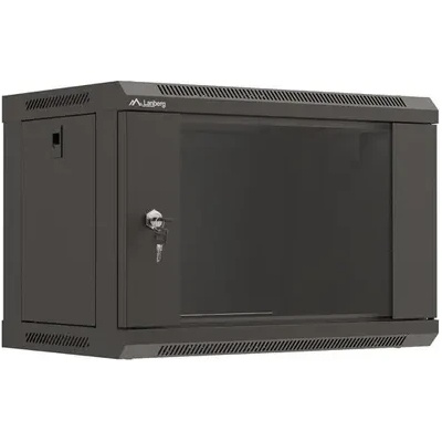 Lanberg Комуникационен шкаф, Lanberg rack cabinet 19" wall-mount 6U/540x350 (flat pack) with glass door black (WF03-5306-10B)