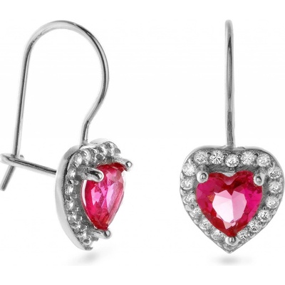 Again Jewelry stříbrné visací náušnice Srdíčko se zirkony AJNS0047