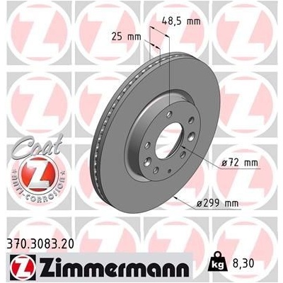 Brzdový kotúč (cena za 1ks) ZIMMERMANN 370.3083.20