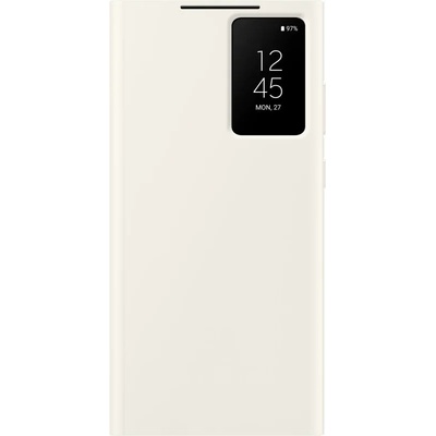 Samsung Galaxy S-View Wallet Cover EF-ZS918CU - оригинален калъф през който виждате информация от дисплея за Samsung Galaxy S23 Ultra (бял)
