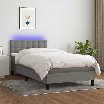 Petrashop 3133430 boxspring postel s matrací a LED tmavě šedá textil