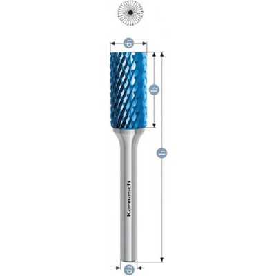 Karnasch Professional Tools Válcová fréza na kov Karnasch D16,0×25,0 S8 L70 mm, s čelním broušením, povlakovaná, HP-6