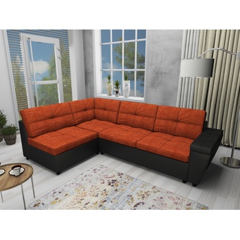 Image 1 of DST Ъглов диван Doris-dst, черна кожа и оранжево