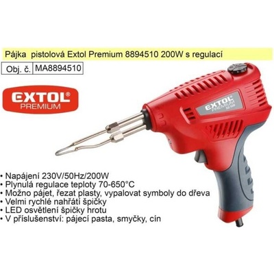 Pistole pájecí s regulací teploty,transformátorová, 200W EXTOL, 889450